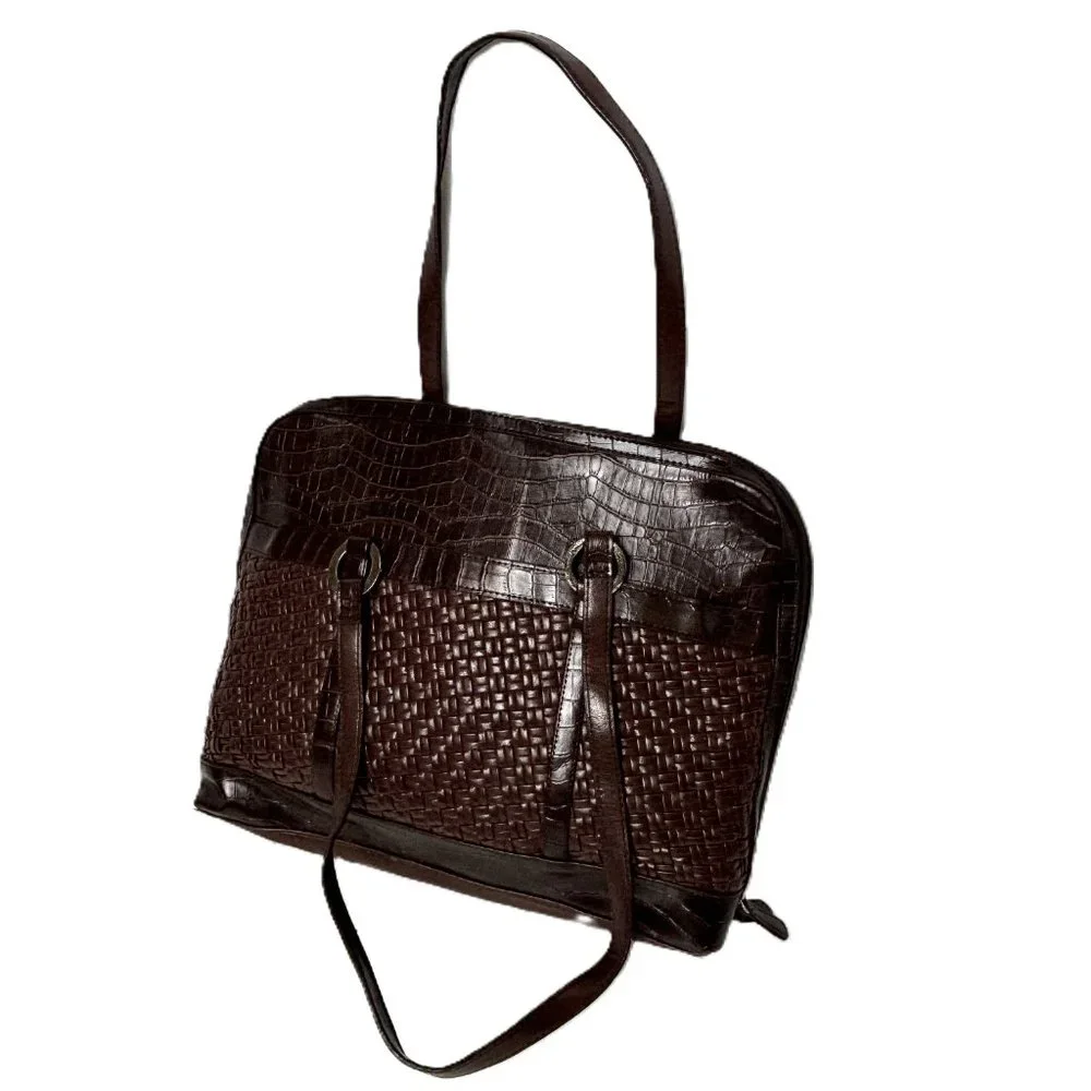 Coldwater Creek Hampton Faux Croc Laptop Computer Bag NOS NWT